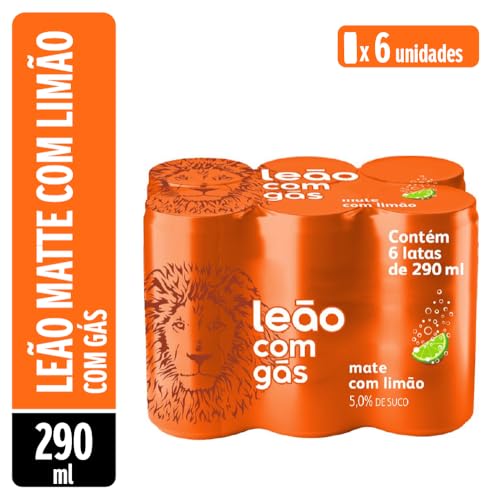 Pack Matte Leão Limão com Gás Lata 290ml, 6 unidades