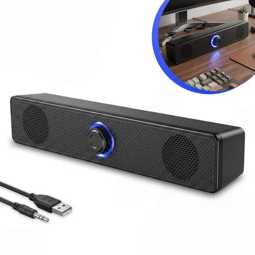Caixa de Som Gamer Soundbar Coolmusic USB LED RGB