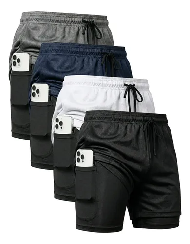 Kit 4 Shorts 2 Em 1 Duplo Dryfit