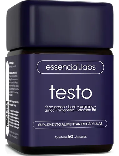 Testo Essencial - Feno Grego + Boro + Arginina + ZMA + Vitamina B6 - 60 cápsulas
