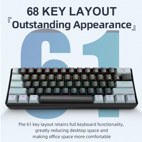 Teclado Mecânico APAYADO K61 Mini 60% 61 teclas Phantom RGB