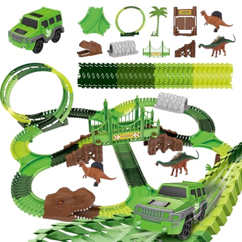 Pista Dinossauro Carrinhos com Looping Radical Túnel Brinquedo Luz e Som 92 Peças