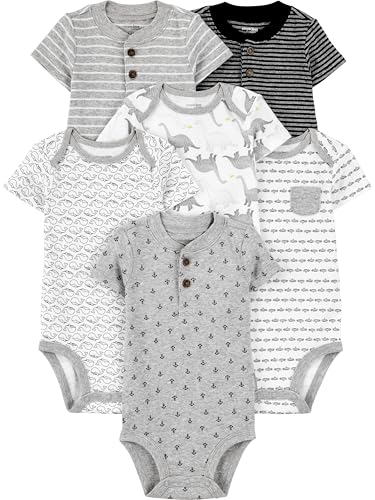 Pacote com 6 bodies de manga curta Simple Joys by Carter's Unisex Bebê 6-9 meses
