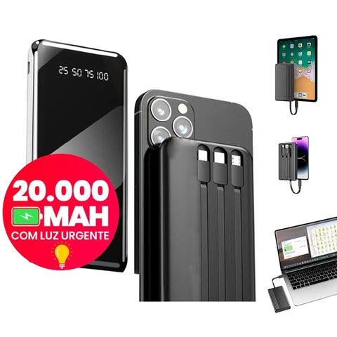 Power Bank 20000mAh com Lanterna LED