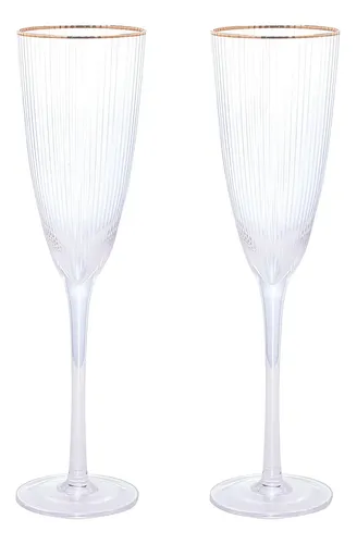 Taças Wolff de Vidro para Vinho com Borda Dourada 300ml - 2 unidades