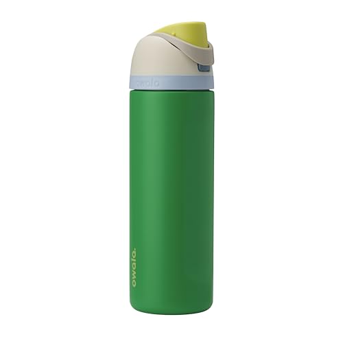 Garrafa de água Owala FreeSip de aço inoxidável isolada com canudo 680 g verde
