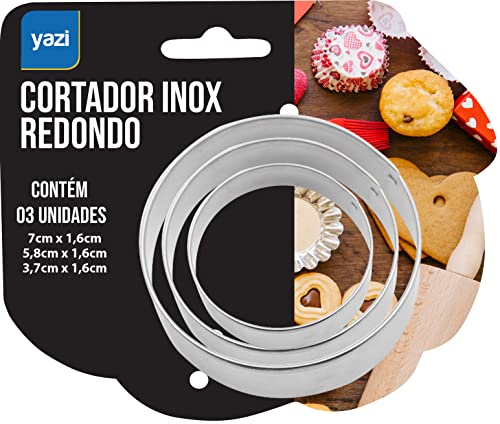 Jogo com 3 Cortadores em Inox Redondo - Linha Confeitaria