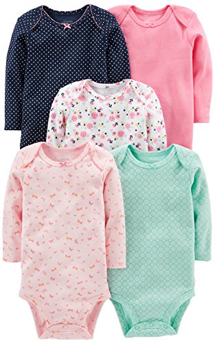 Simple Joys by Carter's Body de manga comprida para bebês meninas, pacote com 5