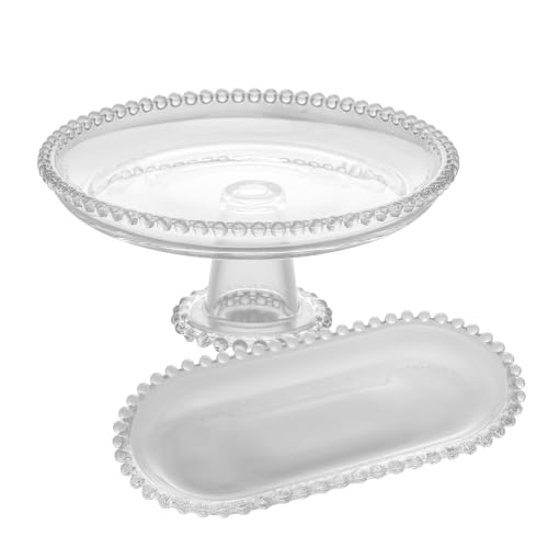 Conjunto Prato com Pé 20cm e Travessa Oval 24cm Wolff Pearl Cristal