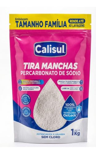 Percarbonato de Sódio 1kg 100% Puro Tira Manchas em Pó Sem Cloro, Biodegradável e Seguro para Roupas Brancas, Colorid...
