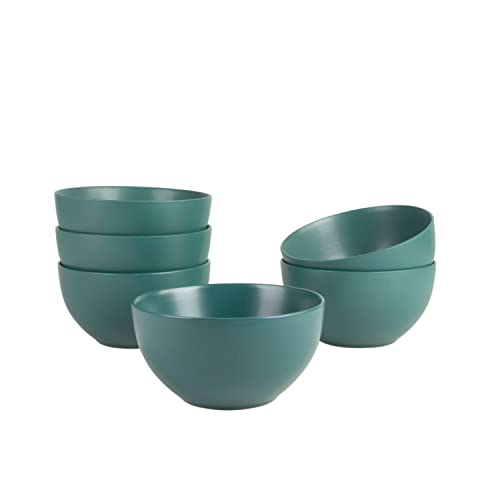 10 Strawberry Street Tigela de cereal Wazee Matte 14 cm, conjunto de 6, verde esmeralda