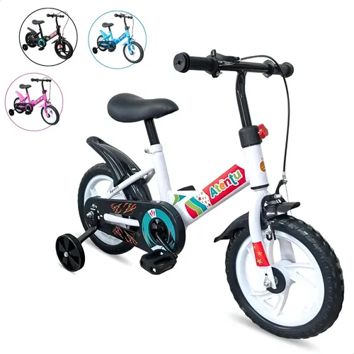 Bicicleta infantil Aro 12 com rodinhas laterais equilíbrio branco S