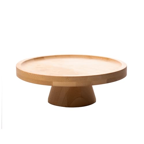 Prato para Bolo de Bambu com Pé LYOR 18cm x 6cm
