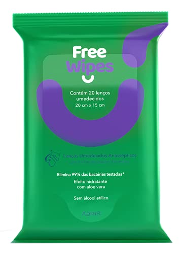 Lenço Umedecido Antisséptico Free Wipes 20 unidades
