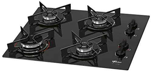 Fischer Cooktop à Gás 4 Bocas Fit Line Mesa Vidro Preto Bivolt 26342-57175