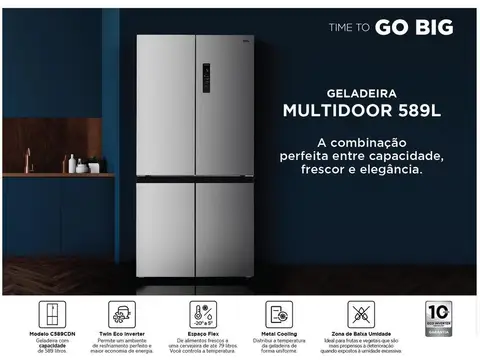 Refrigerador TCL Frost Free French Door Inox 589L Multidoor C589CDN1 110V