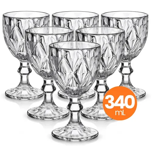 Jogo 6 Taças de Vidro Diamond 340ml