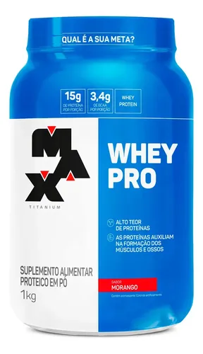 Whey Pro Concentrado Max Titanium Morango 1kg