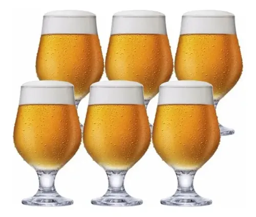 Jogo 6 Taças Cerveja Vidro Cristalino 400ml M&K Home