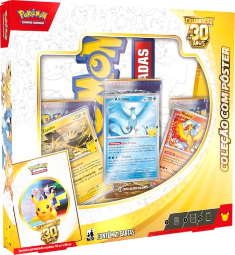 Box Pokémon TCG Celebração de 30 anos com Pôster