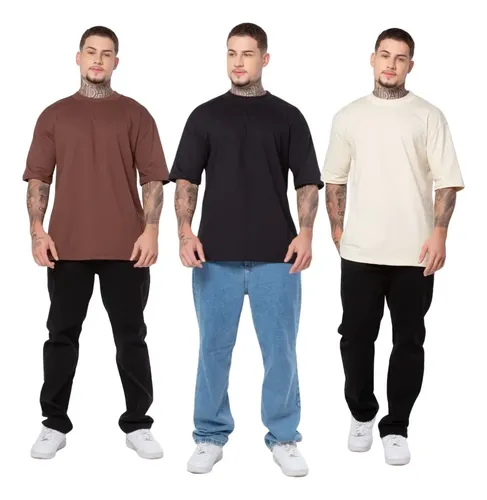 Kit 3 Camisetas Streetwear Oversized Algodão