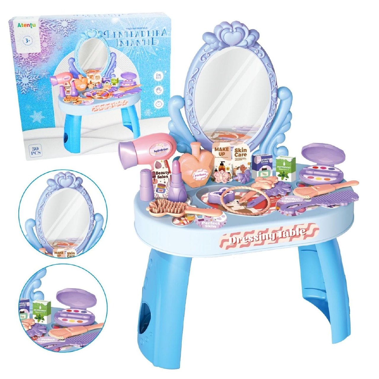 Penteadeira Infantil com Acessórios Maquiagem Brinquedo Beleza ATENTU