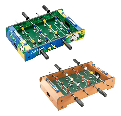Mesa Pebolim Infantil Mini Jogo de Futebol Arena Maxi Toys Azul