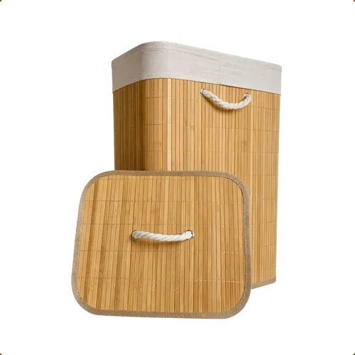Cesto de Roupa Bambu Retangular 72L