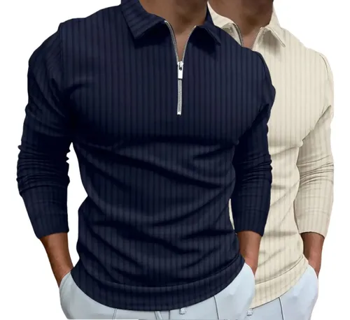 Kit 2 Camisas Polo Manga Longa Zíper
