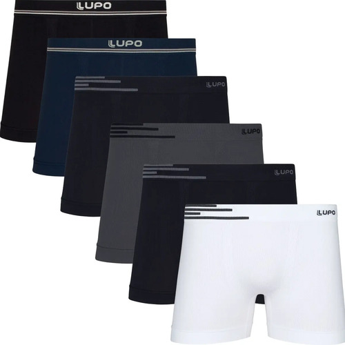 Kit 6 Cuecas Lupo Boxer Basic Microfibra