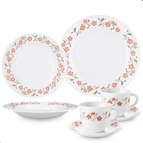 Aparelho de Jantar e Chá/Café 20 Peças Vidro Opaline Branco