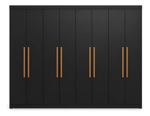 Guarda Roupa Casal 8 Portas Preto Espresso 4 Gavetas MDF