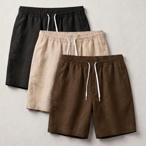 Kit 3 Short Mauricinho Linho Masculino