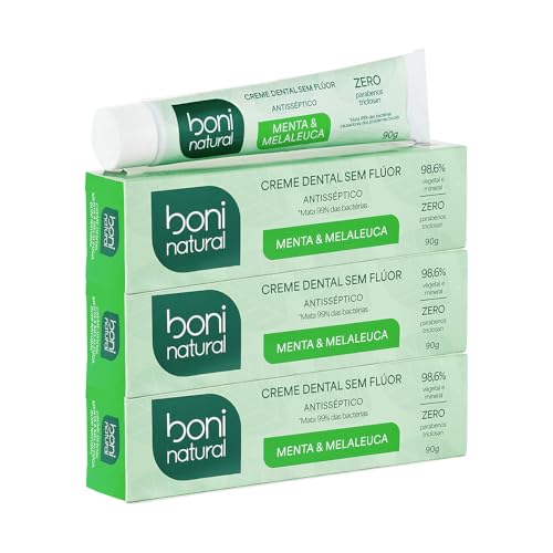 Creme Dental Boni Natural Menta e Melaleuca Vegano Sem Flúor 90g