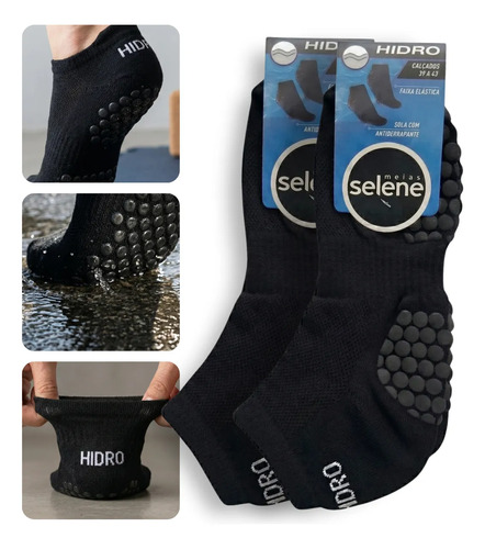 Kit 2 Meias Selene Pilates Hidroginástica Yoga Antiderrapante