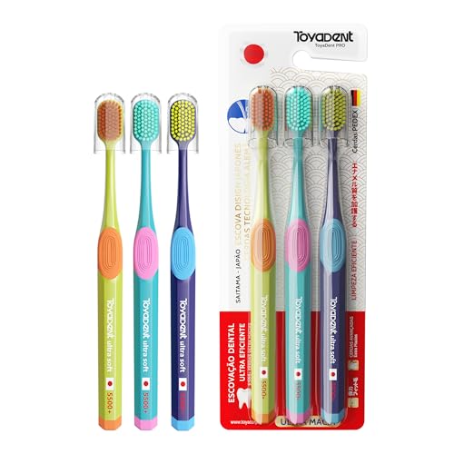 TOYADENT Escova de Dente Adultos, 5500 Cerdas Macia, Kit Família 3 Unidades