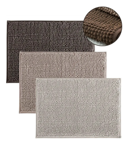 Kit 3 Tapetes de Banheiro Microfibra Antiderrapante