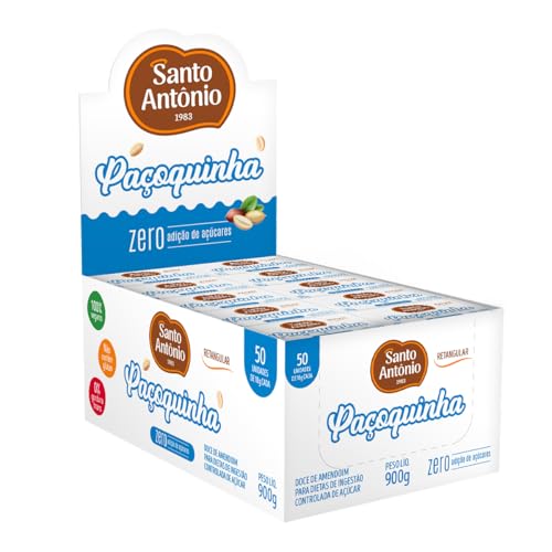 Paçoquinha Retangular Zero Santo Antônio, Display com 50 Unidades de 18g, 900g