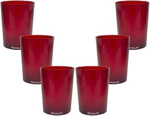 Kit 6 Copos Short Drink 200ml Vermelho Policarbonato Texturizado