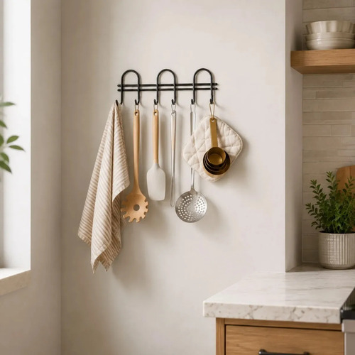 Porta-panos de pratos Metaltru Gancho de Cozinha preto