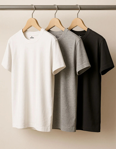 Kit com 3 Camisetas Sandrini Básica Algodão