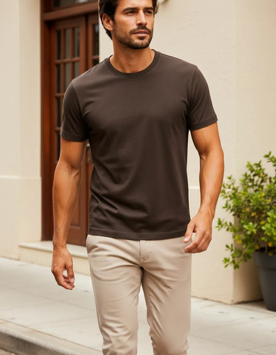 Camiseta Masculina Básica Slim Algodão Ogochi
